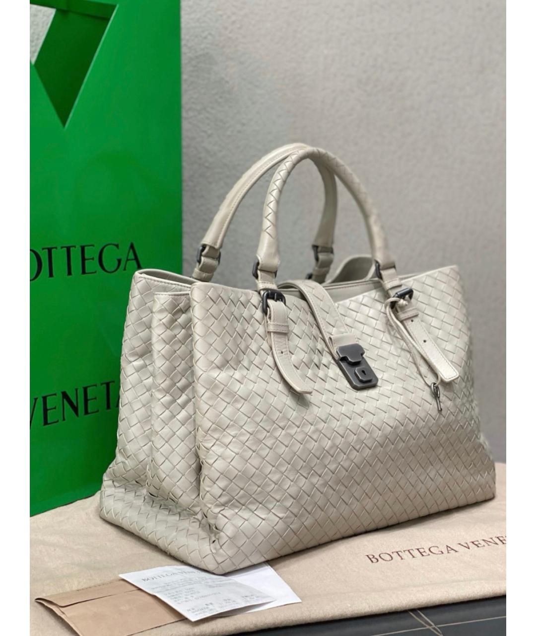 BOTTEGA VENETA Серая кожаная сумка тоут, фото 3