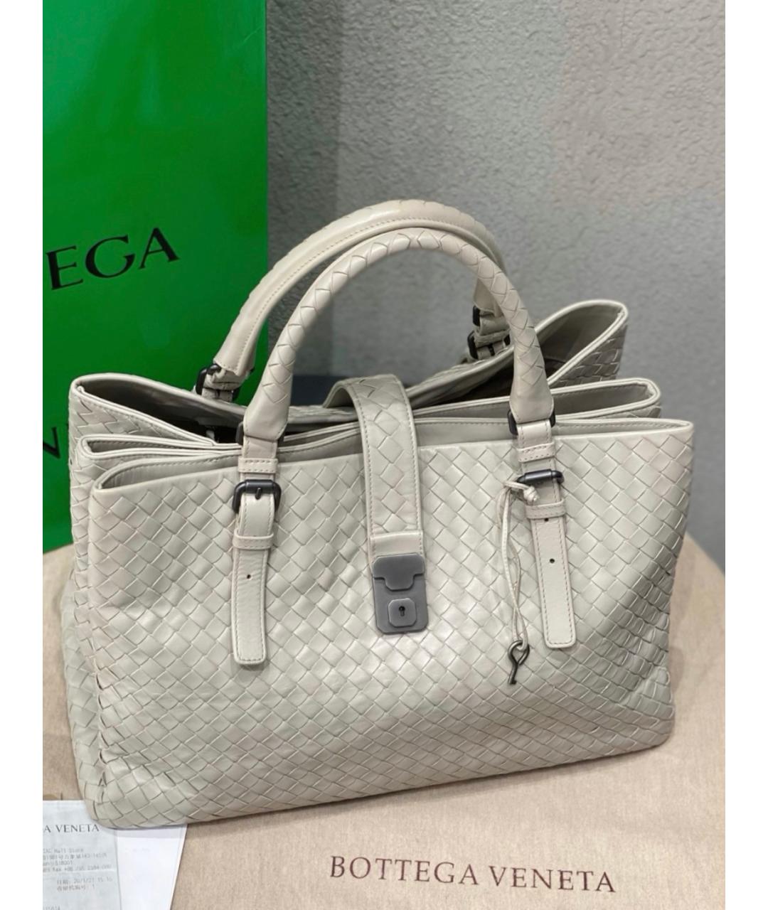 BOTTEGA VENETA Серая кожаная сумка тоут, фото 6
