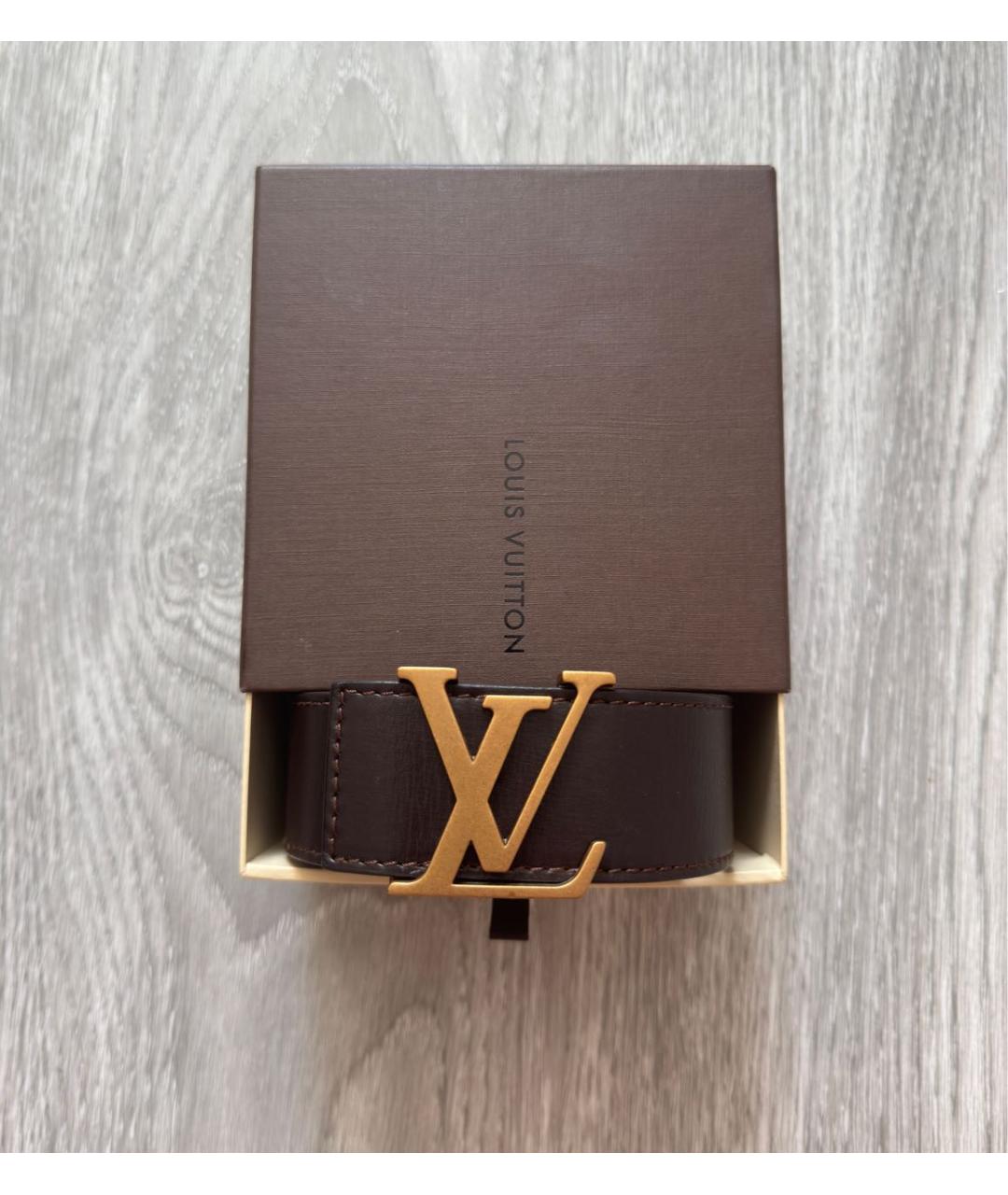 LOUIS VUITTON Коричневый кожаный ремень, фото 2