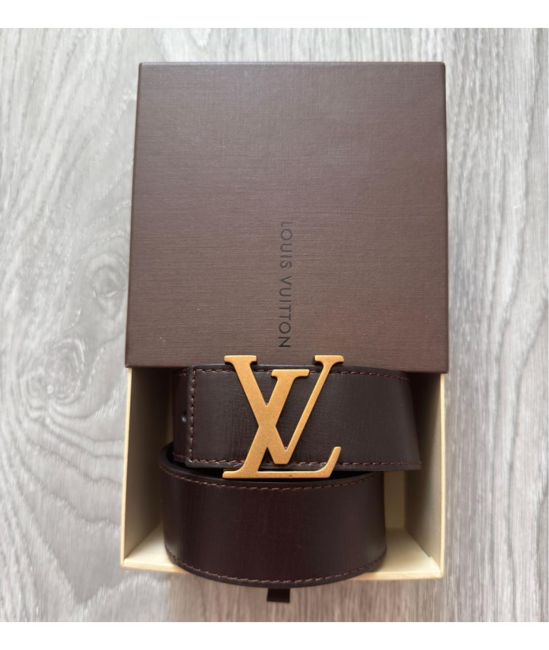 LOUIS VUITTON Коричневый кожаный ремень, фото 3