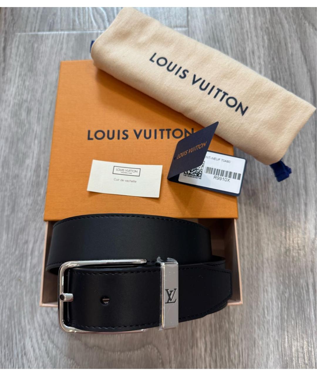 LOUIS VUITTON Черный кожаный ремень, фото 2