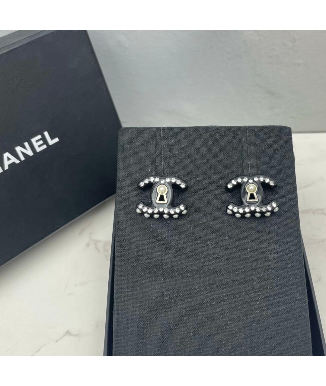 CHANEL Черные серьги, фото 2