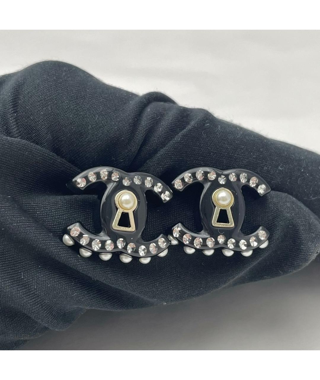 CHANEL Черные серьги, фото 5