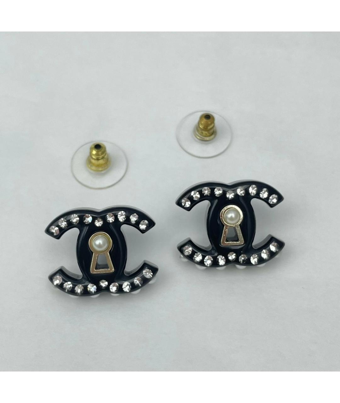 CHANEL Черные серьги, фото 6