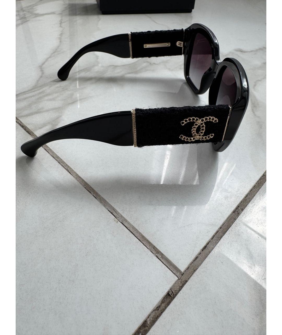 CHANEL Черные пластиковые солнцезащитные очки, фото 3
