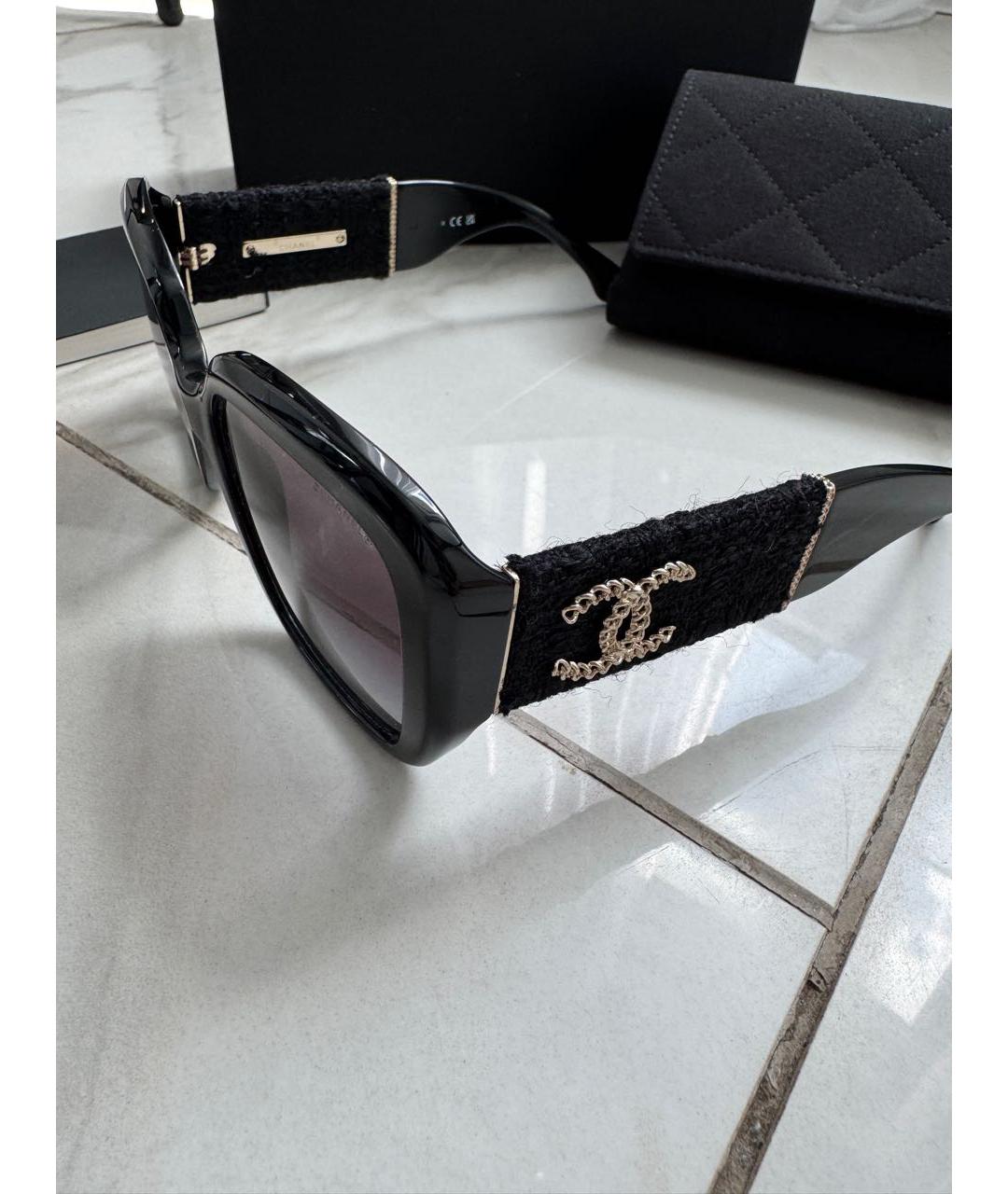 CHANEL Черные пластиковые солнцезащитные очки, фото 4
