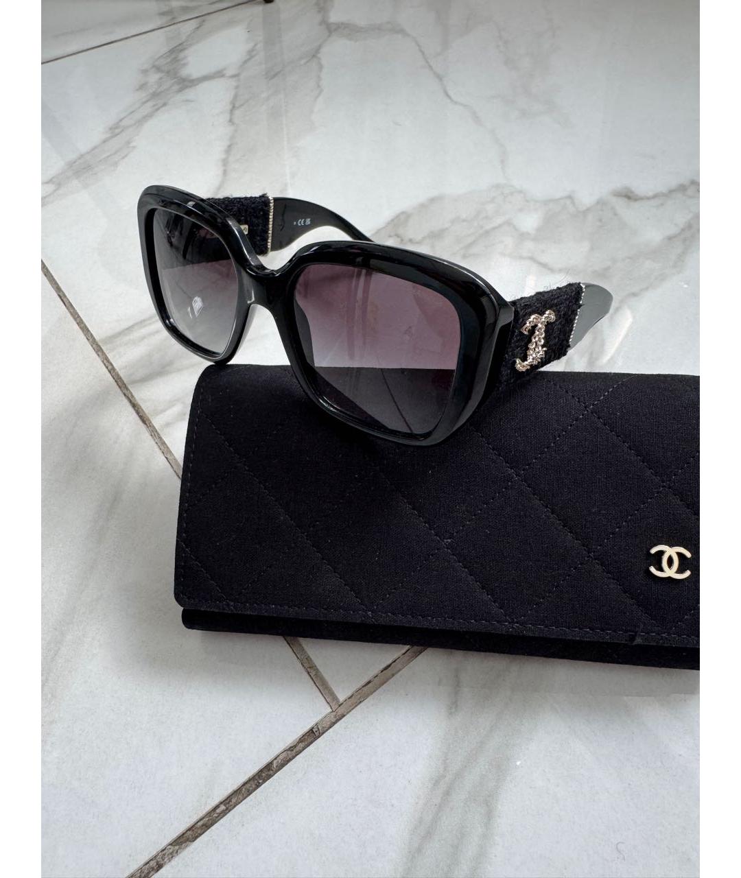 CHANEL Черные пластиковые солнцезащитные очки, фото 2