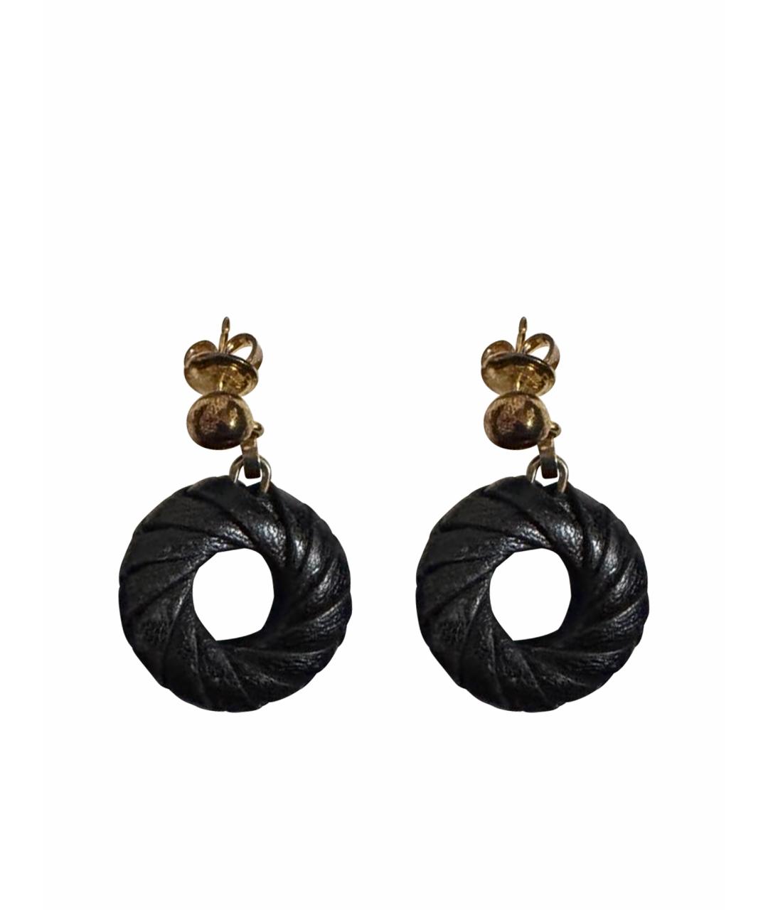 BOTTEGA VENETA Черные кожаные серьги, фото 1