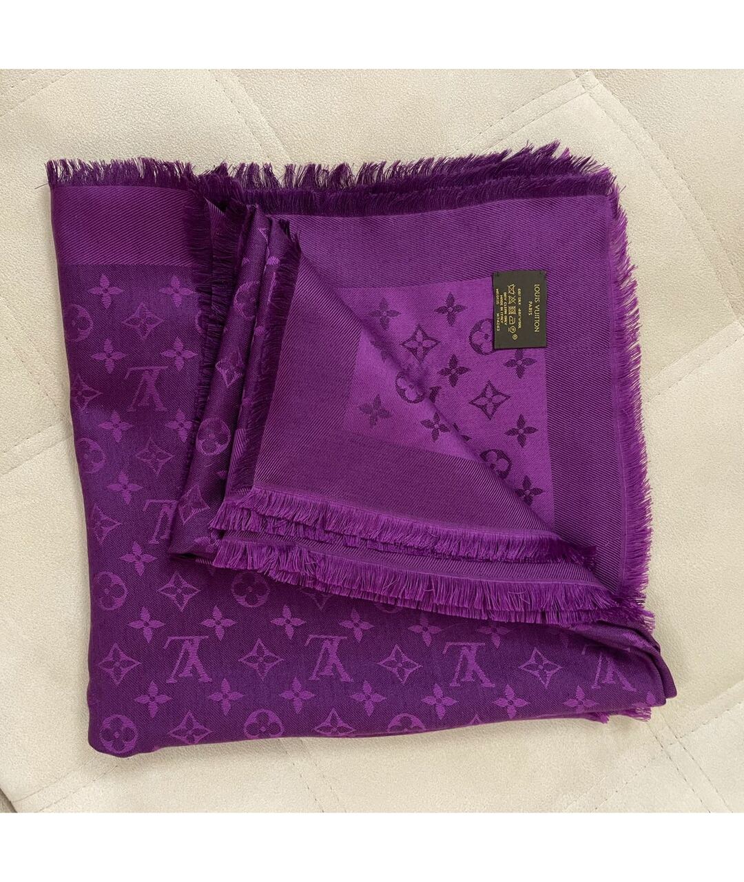 LOUIS VUITTON PRE-OWNED Фиолетовый шерстяной шарф, фото 2