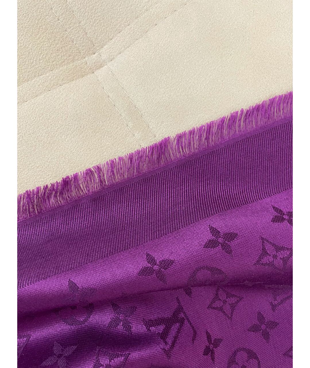 LOUIS VUITTON PRE-OWNED Фиолетовый шерстяной шарф, фото 7