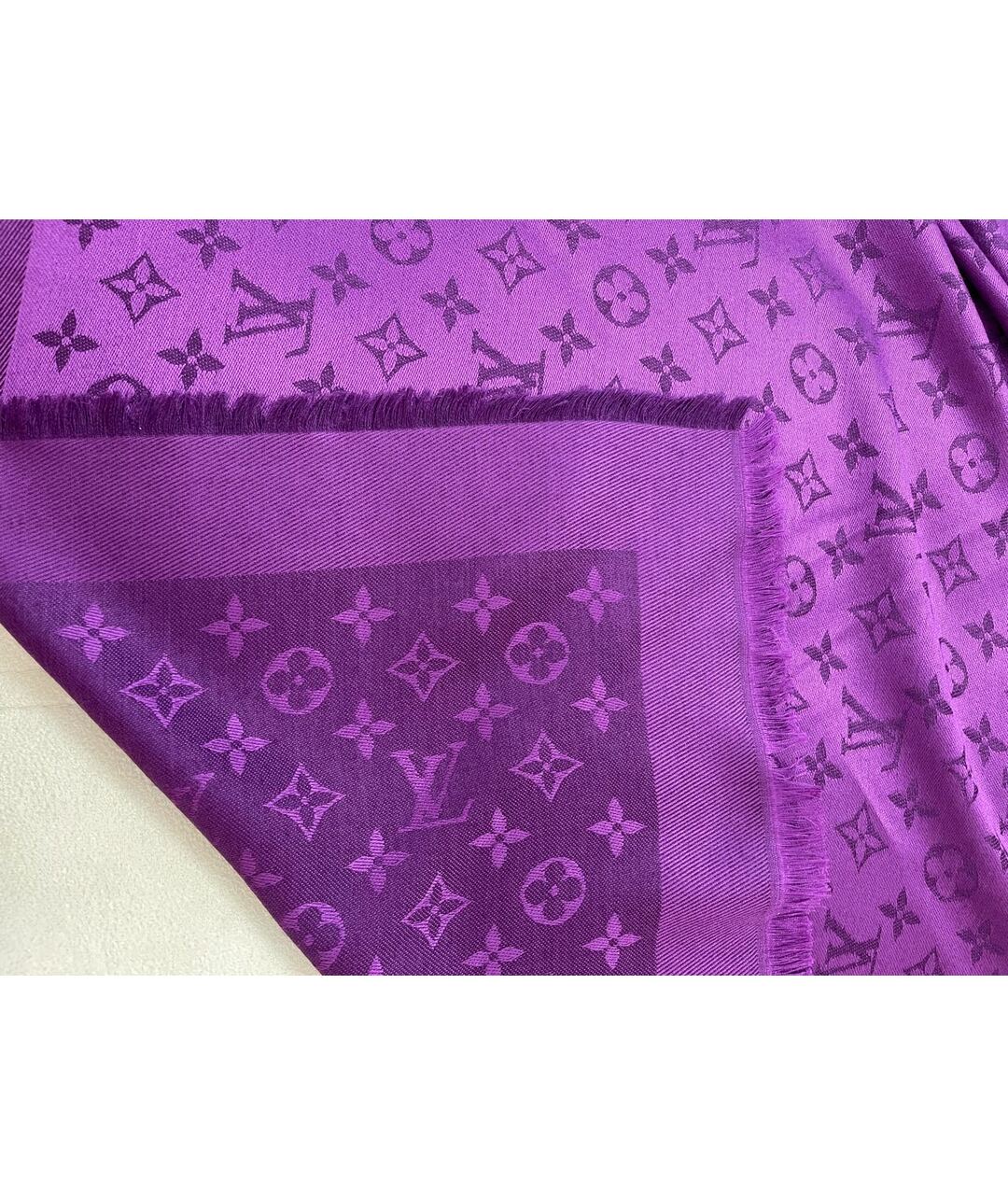 LOUIS VUITTON PRE-OWNED Фиолетовый шерстяной шарф, фото 6