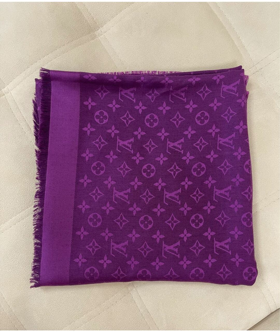 LOUIS VUITTON PRE-OWNED Фиолетовый шерстяной шарф, фото 8