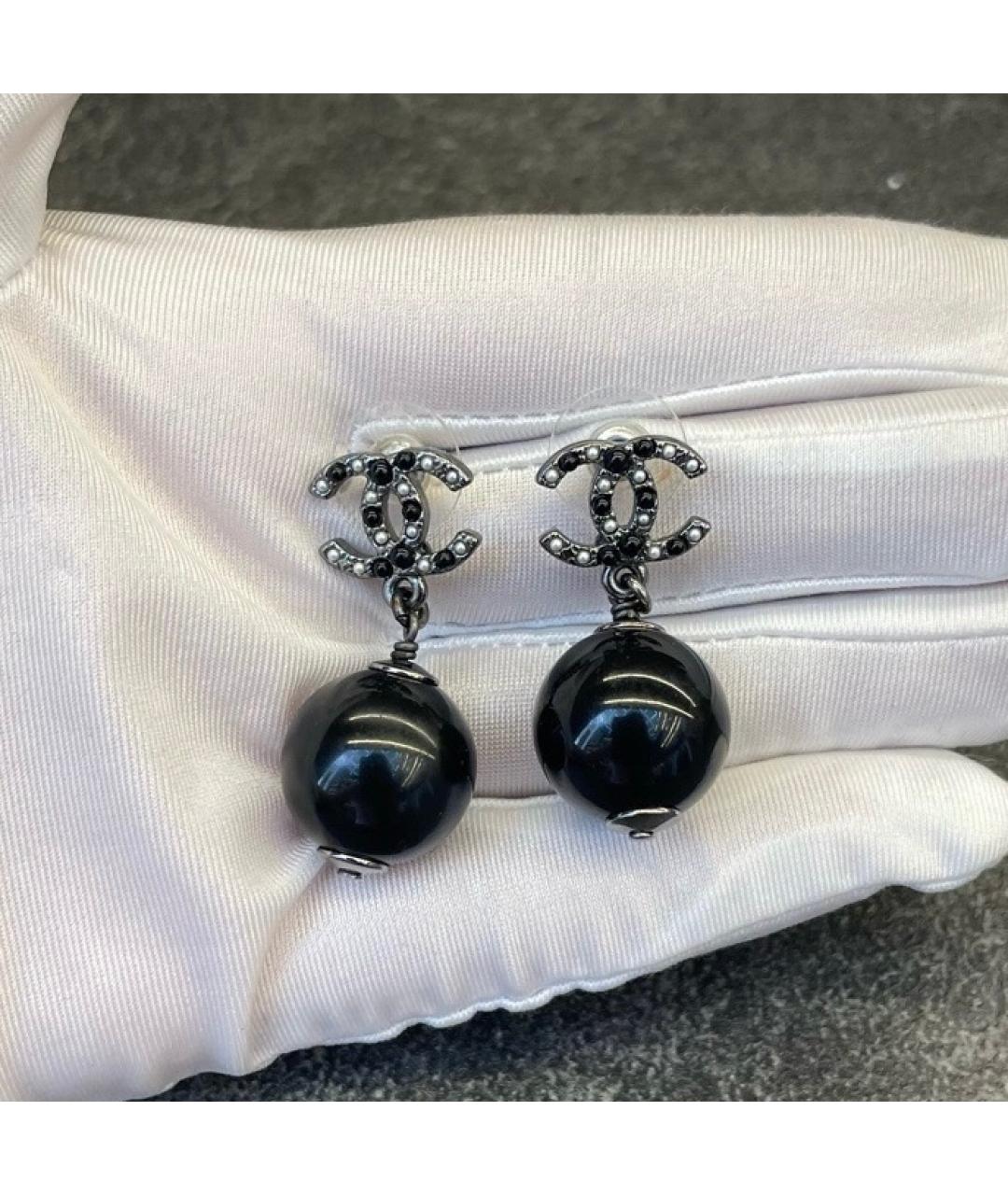 CHANEL Черные серьги, фото 5