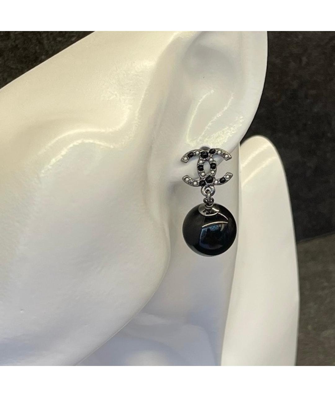 CHANEL Черные серьги, фото 4