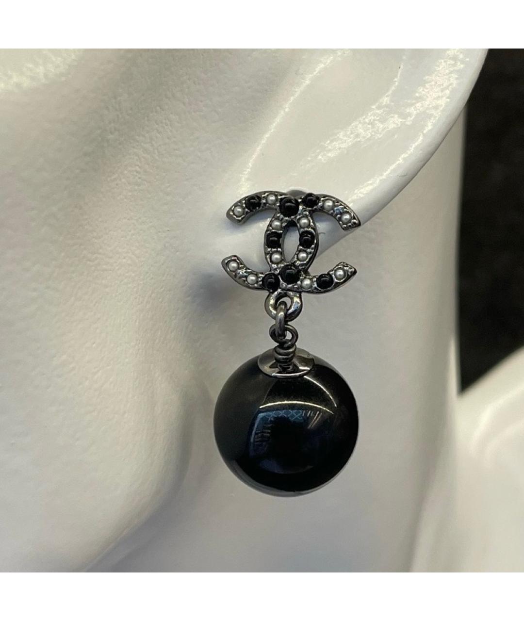 CHANEL Черные серьги, фото 3