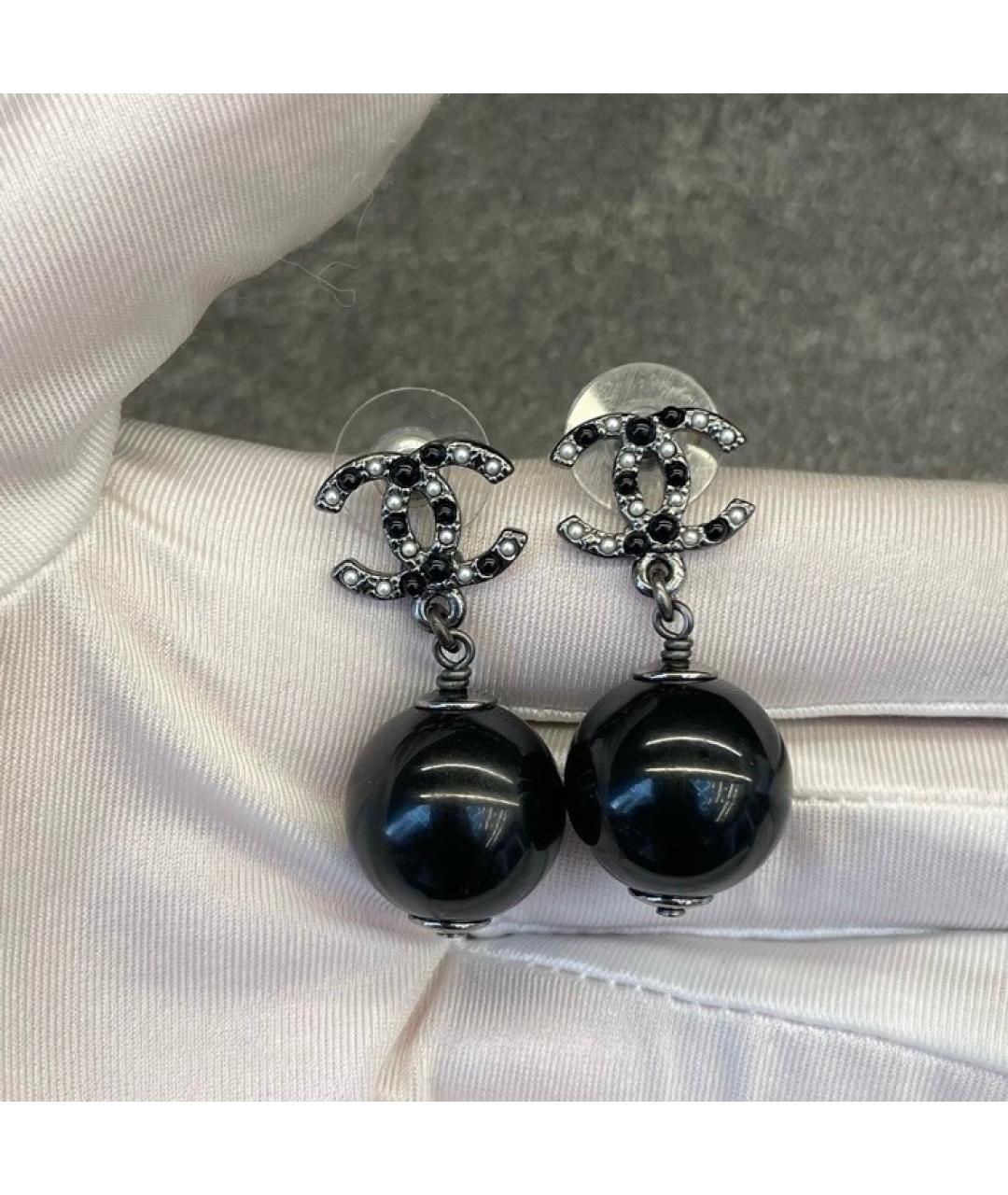 CHANEL Черные серьги, фото 2