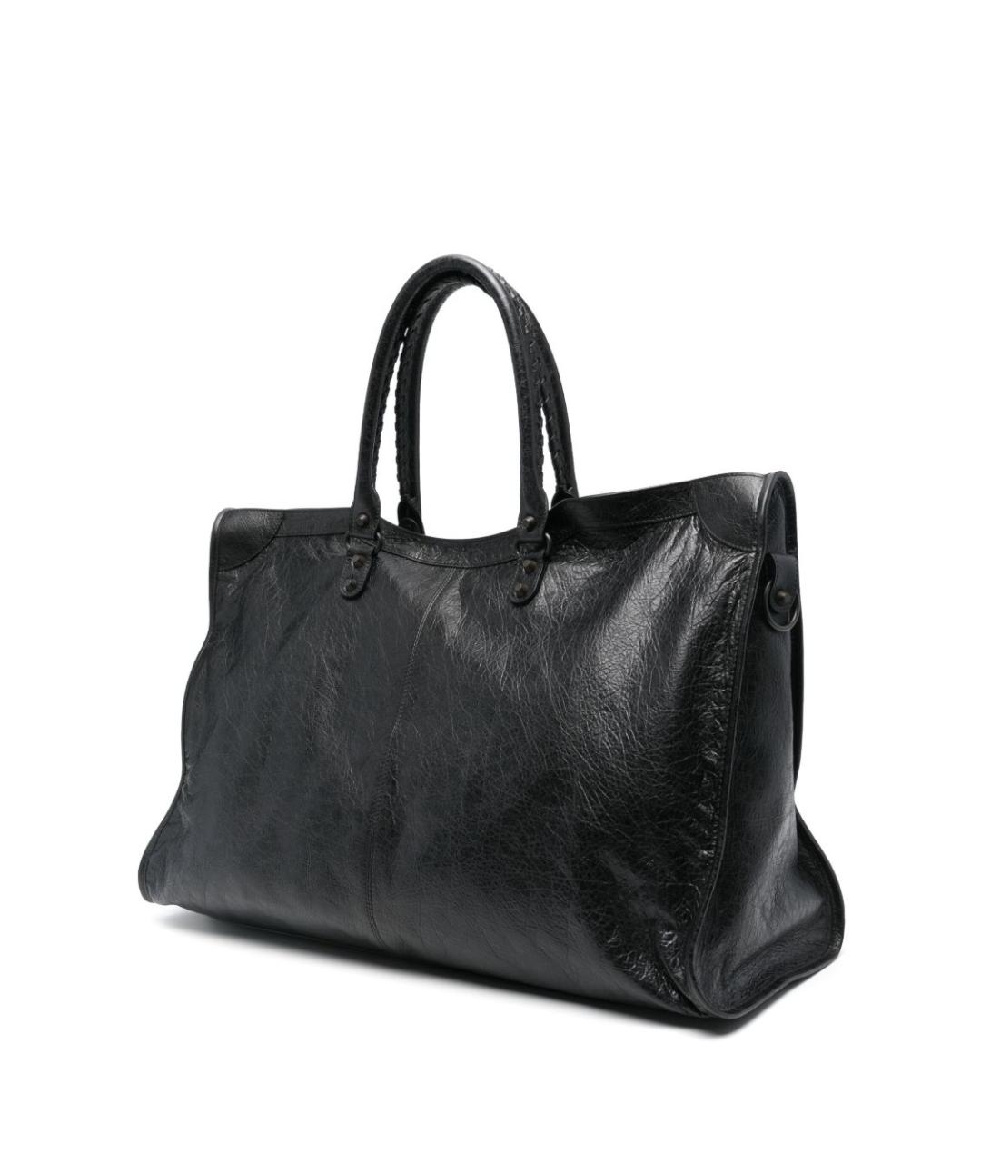 BALENCIAGA Черная кожаная сумка тоут, фото 3