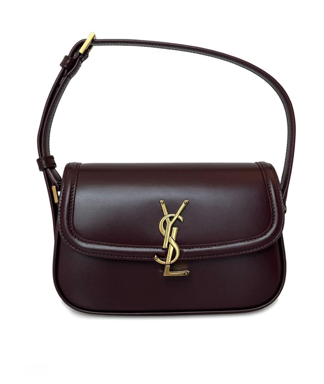 SAINT LAURENT Бордовая кожаная сумка через плечо, фото 2