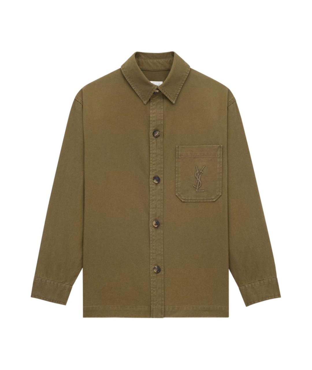 SAINT LAURENT Хаки хлопковая куртка, фото 1