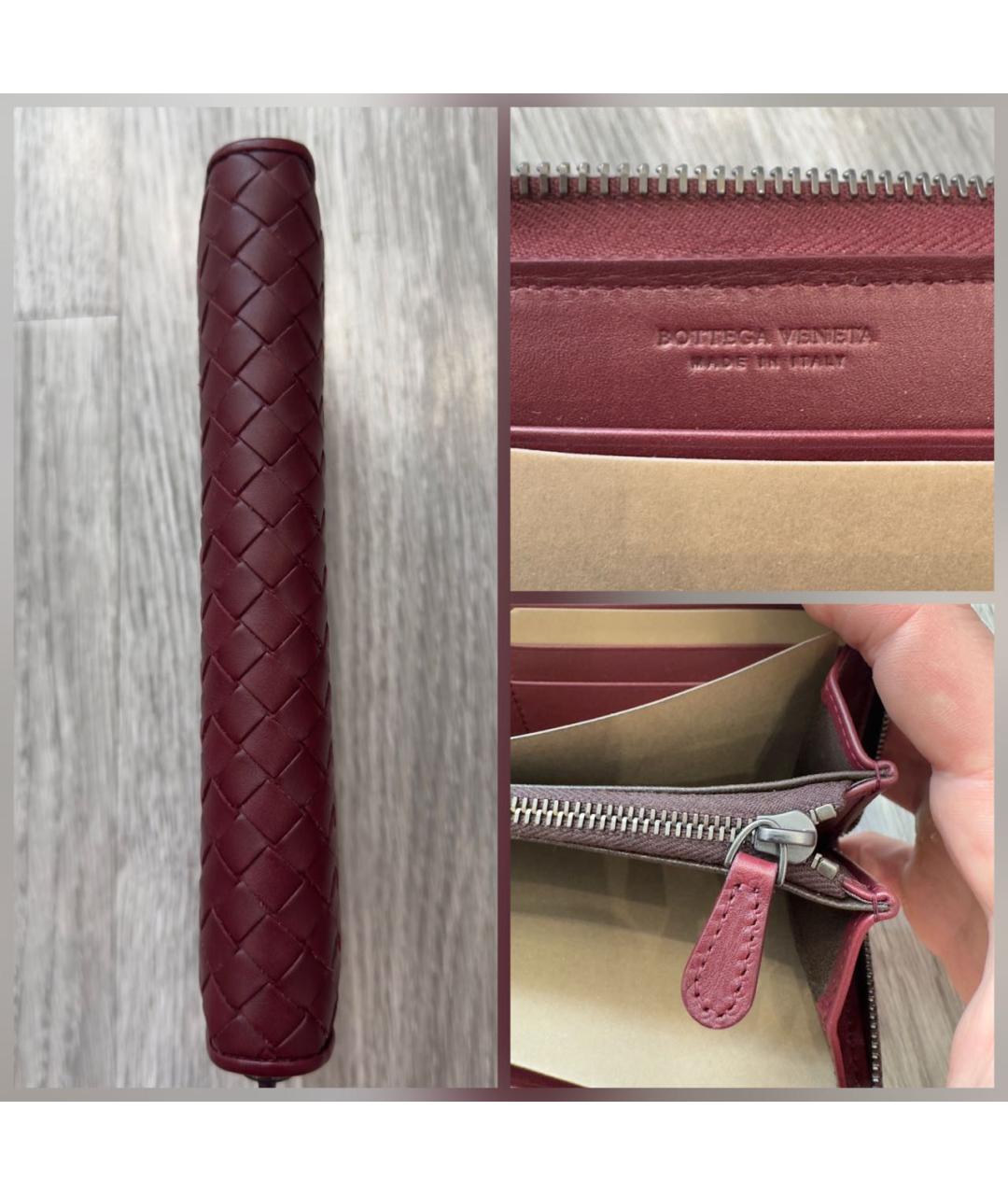 BOTTEGA VENETA Бордовый кожаный кошелек, фото 4