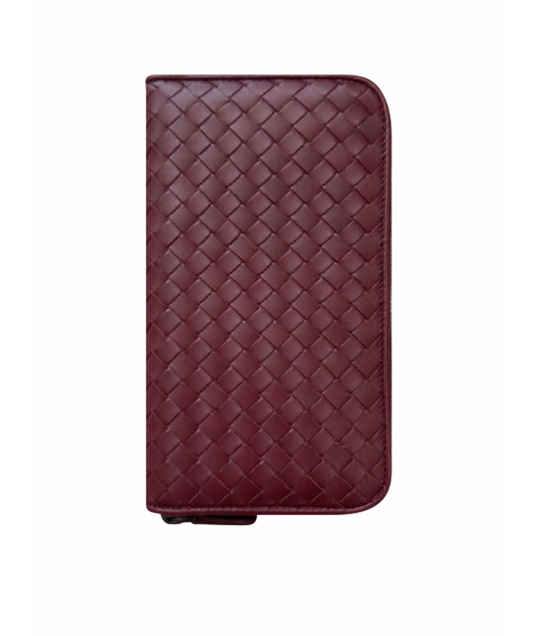 BOTTEGA VENETA Бордовый кожаный кошелек, фото 1