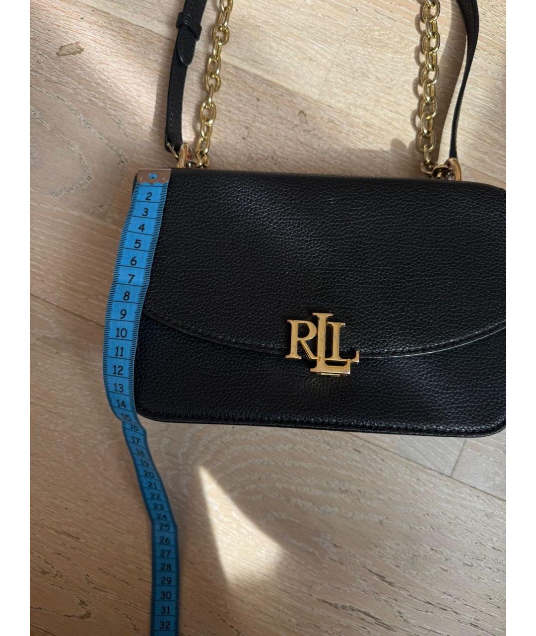 RALPH LAUREN Черная кожаная сумка с короткими ручками, фото 5