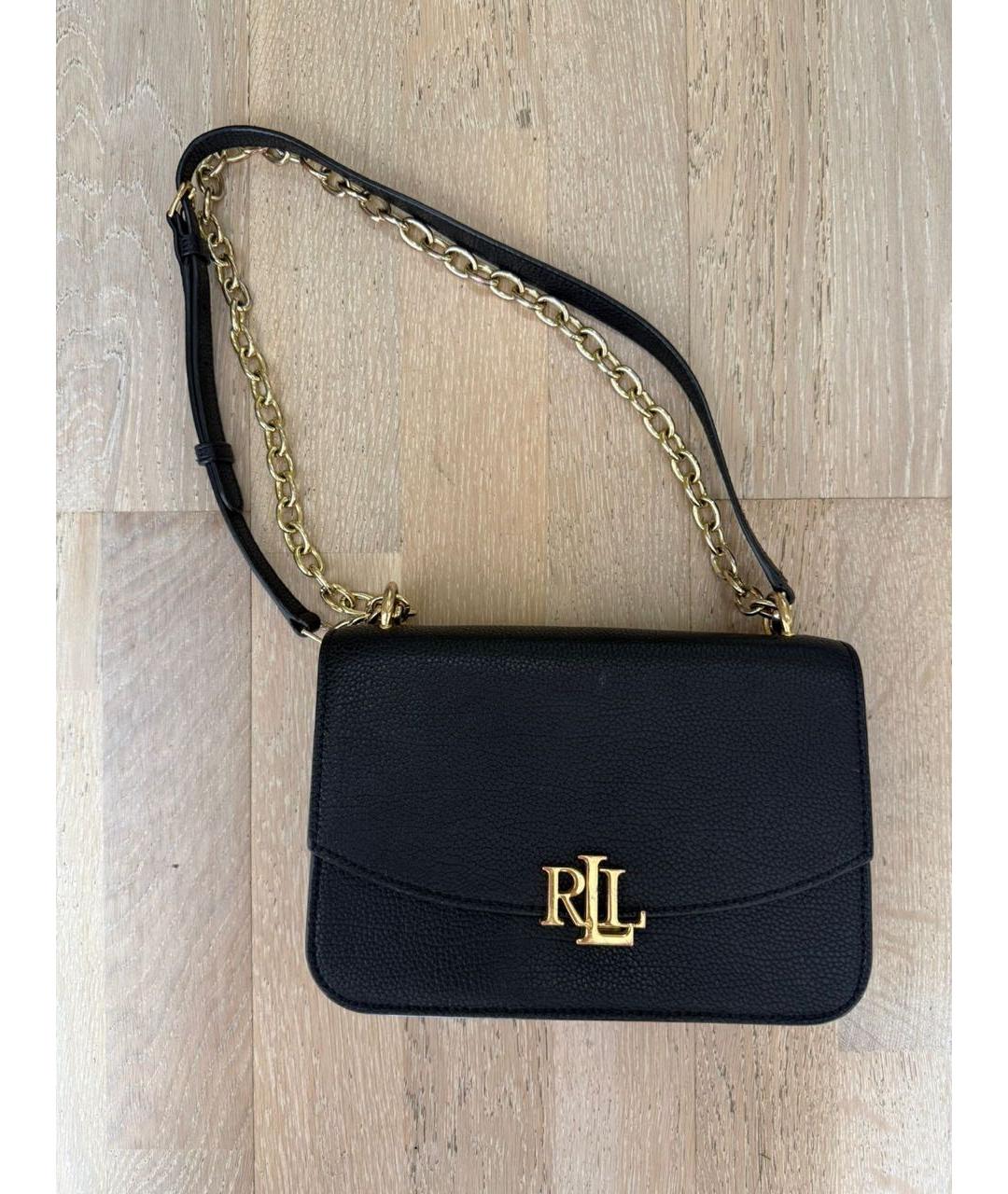 RALPH LAUREN Черная кожаная сумка с короткими ручками, фото 2