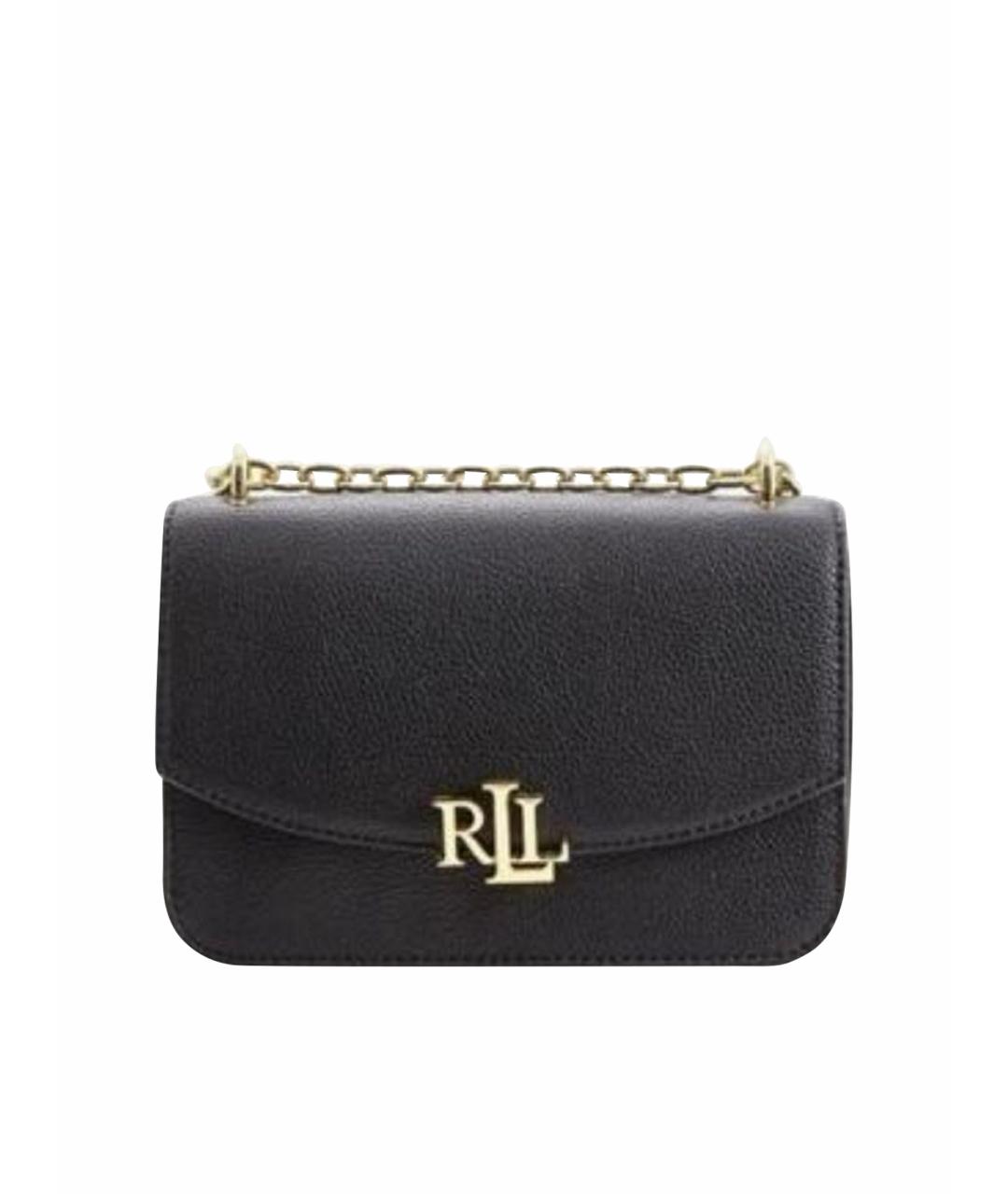 RALPH LAUREN Черная кожаная сумка с короткими ручками, фото 1