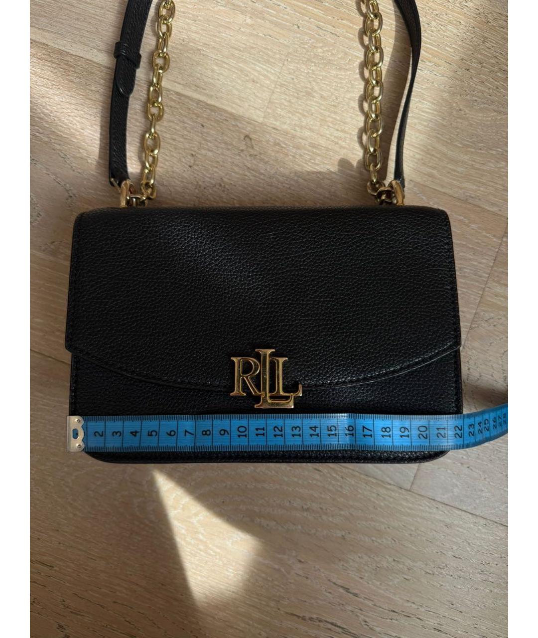 RALPH LAUREN Черная кожаная сумка с короткими ручками, фото 6