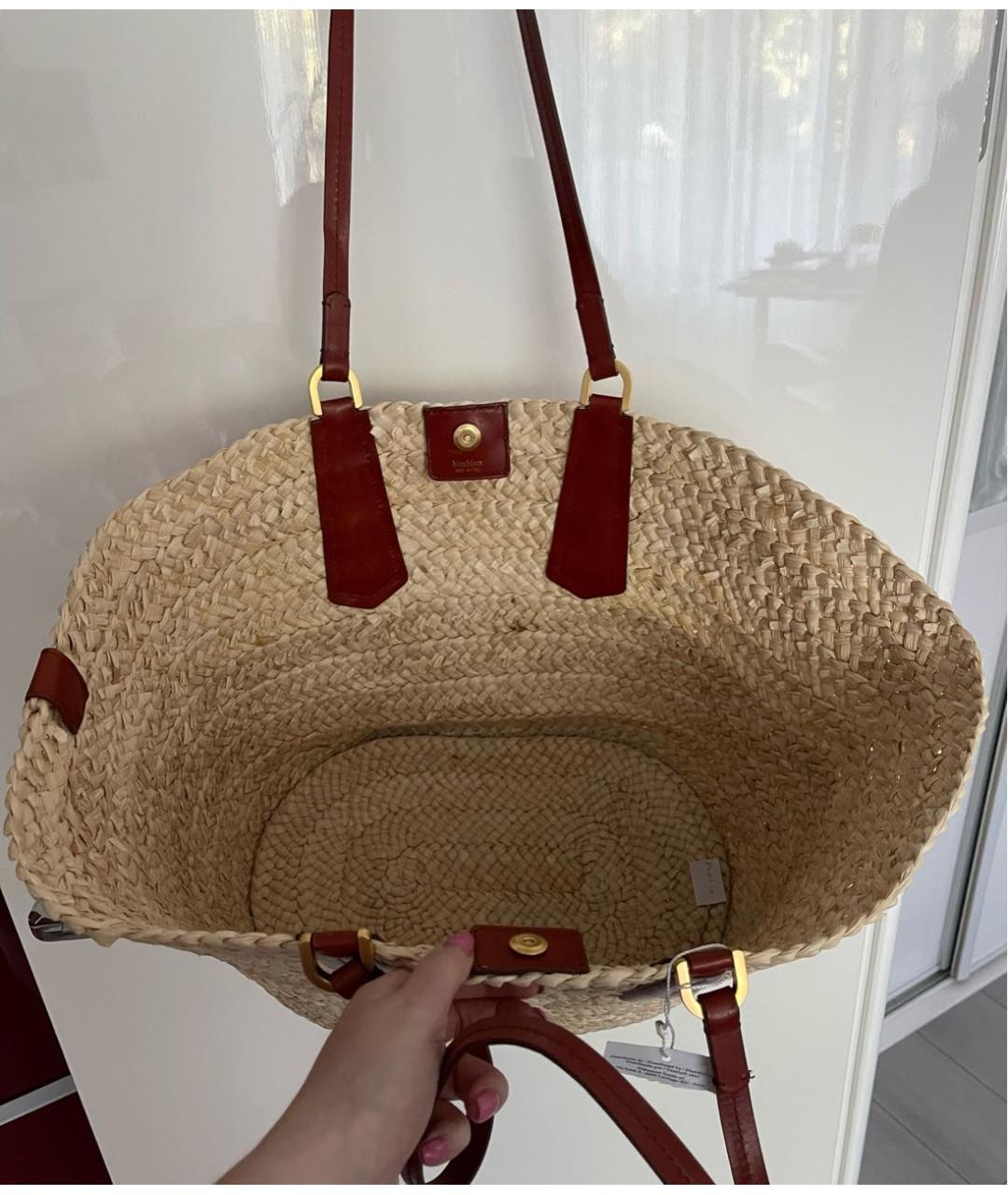 MAX MARA Бежевая пелетеная пляжная сумка, фото 4
