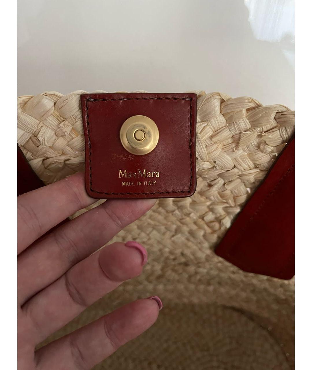 MAX MARA Бежевая пелетеная пляжная сумка, фото 6