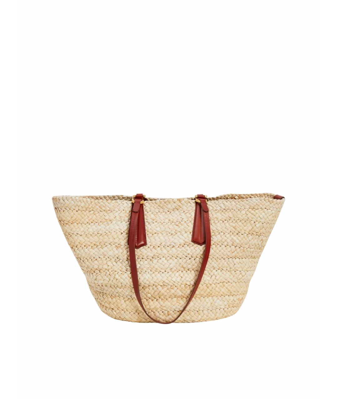 MAX MARA Бежевая пелетеная пляжная сумка, фото 1