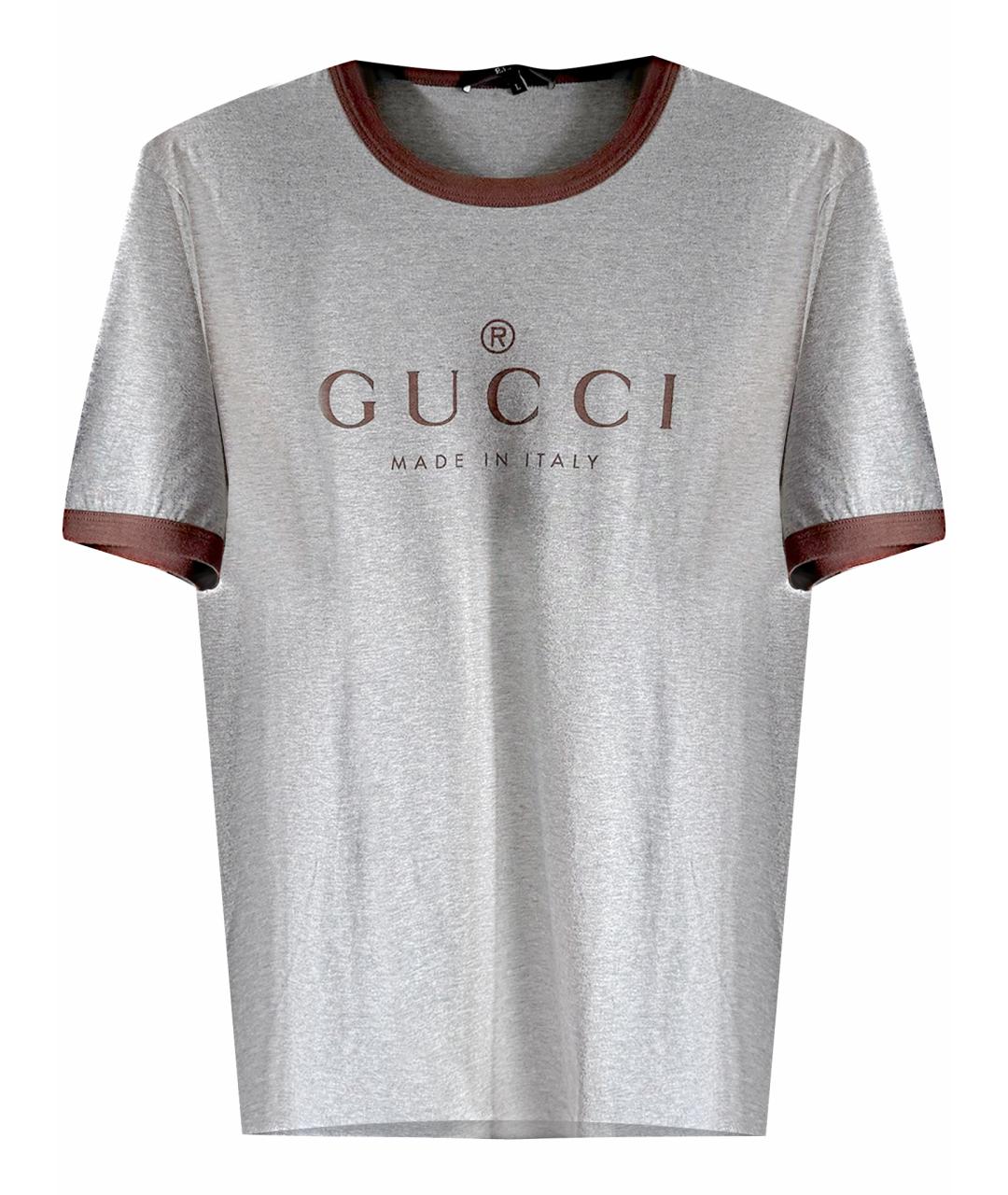 GUCCI Серая хлопковая футболка, фото 1