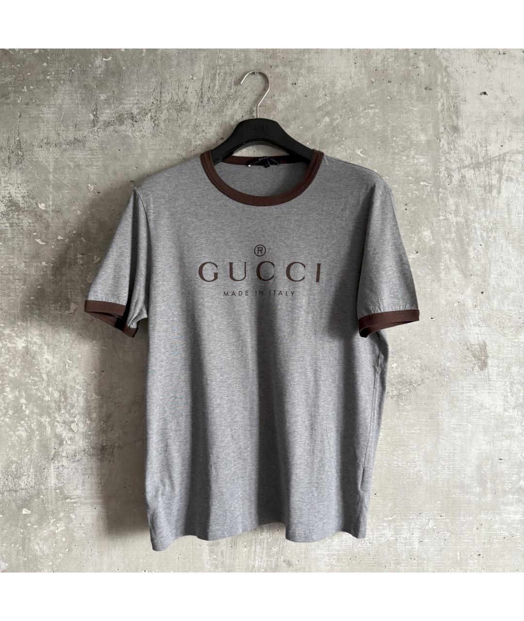 GUCCI Серая хлопковая футболка, фото 8