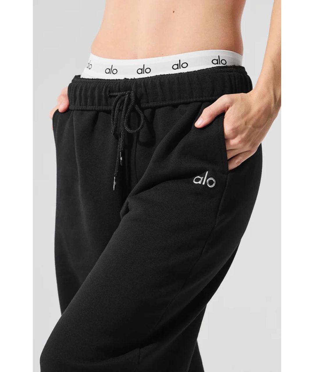 ALO YOGA Черные хлопковые спортивные брюки и шорты, фото 5