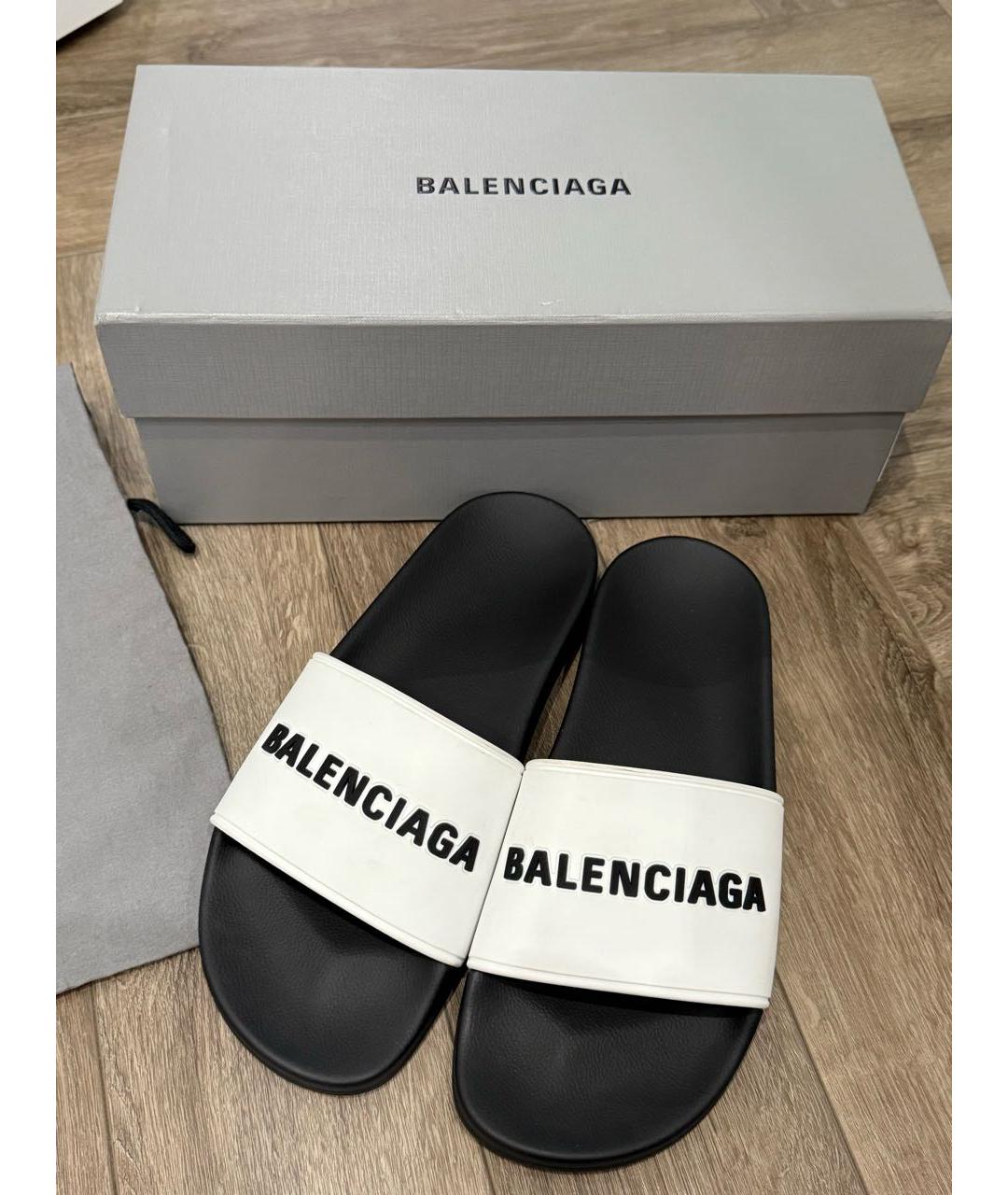 BALENCIAGA Белые резиновые шлепанцы, фото 2