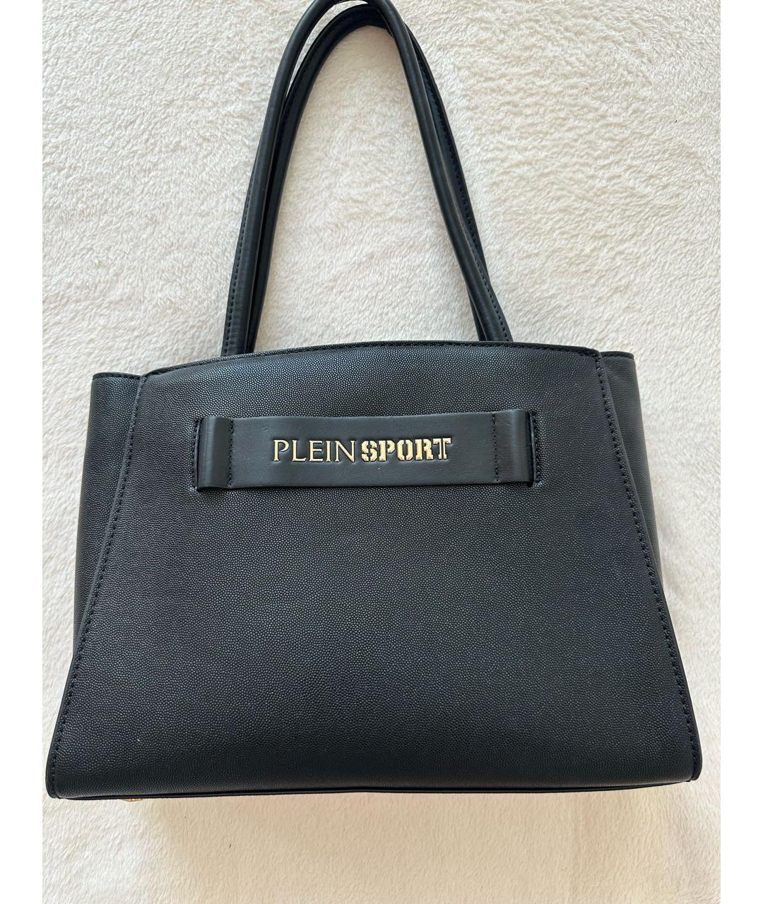 PLEIN SPORT Черная сумка тоут из искусственной кожи, фото 3