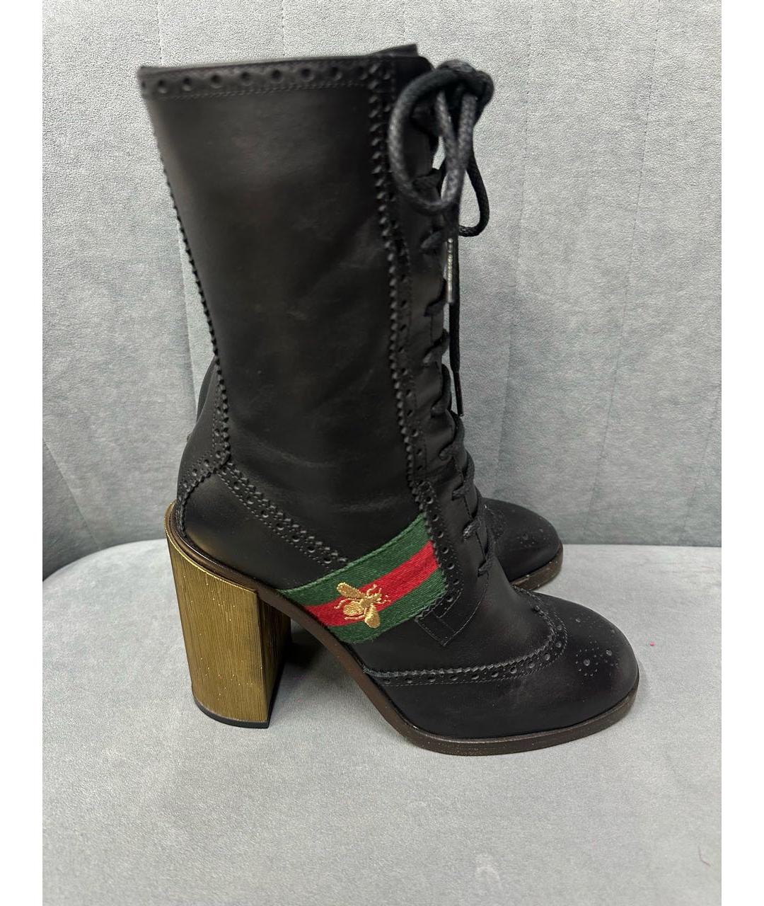 GUCCI Черные кожаные ботильоны, фото 7