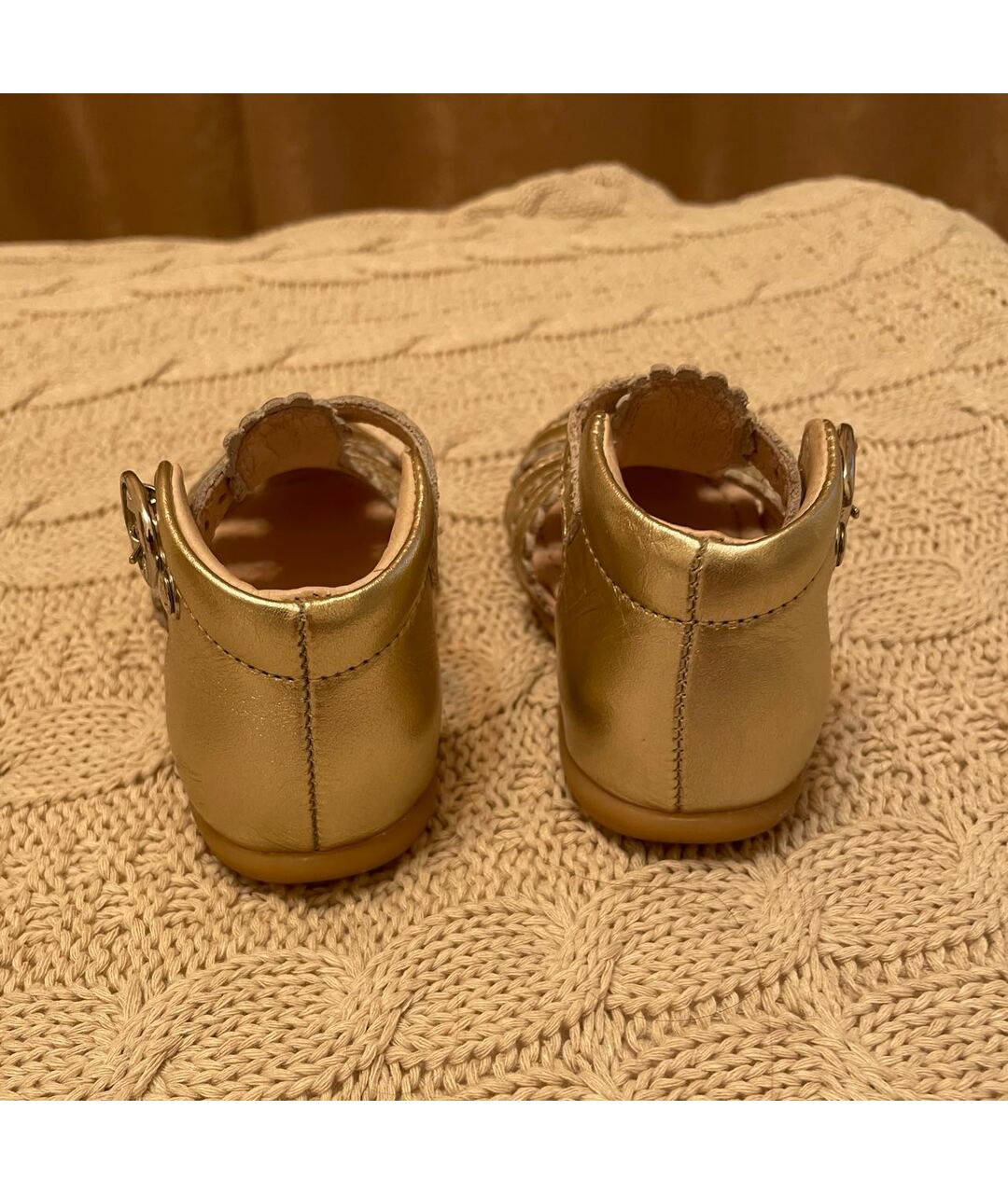JACADI Золотые кожаные сандалии и шлепанцы, фото 4