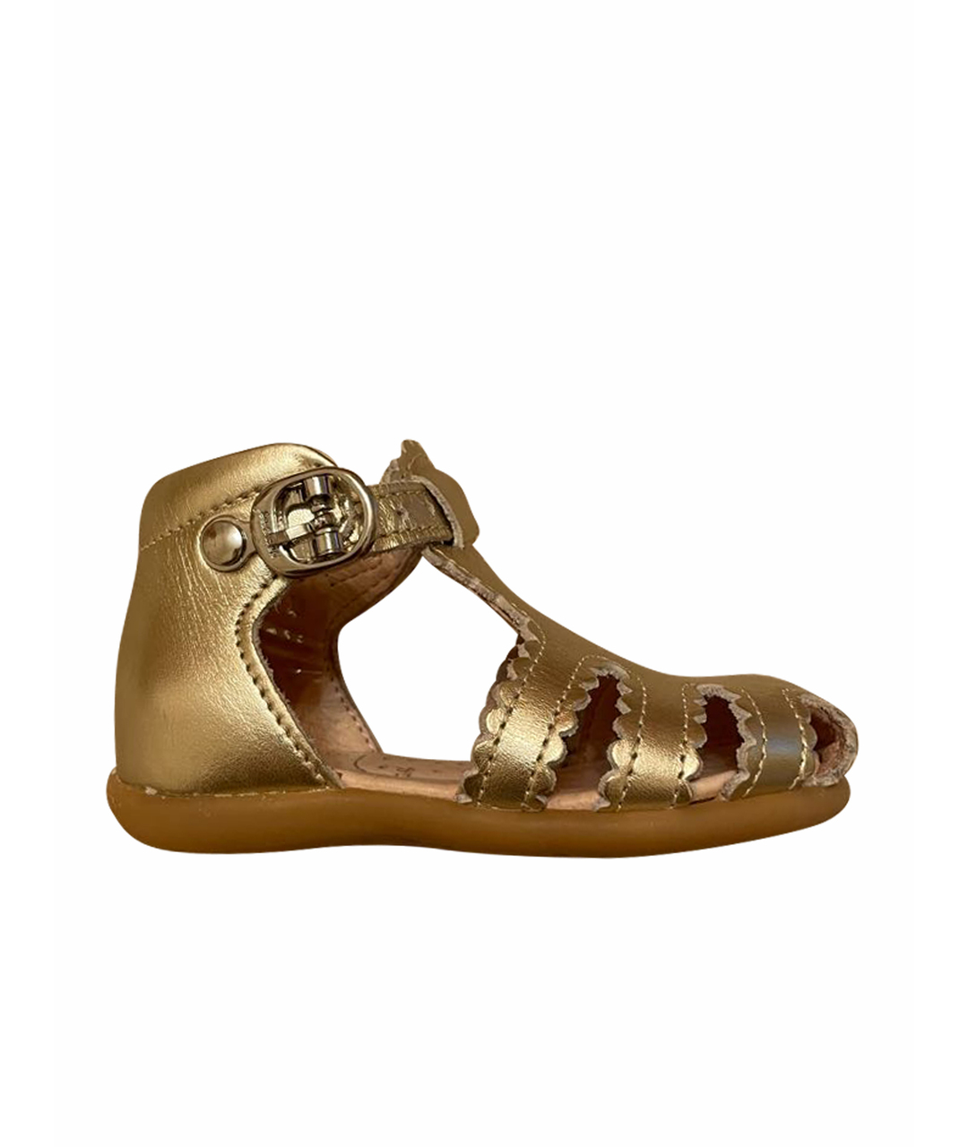 JACADI Золотые кожаные сандалии и шлепанцы, фото 1