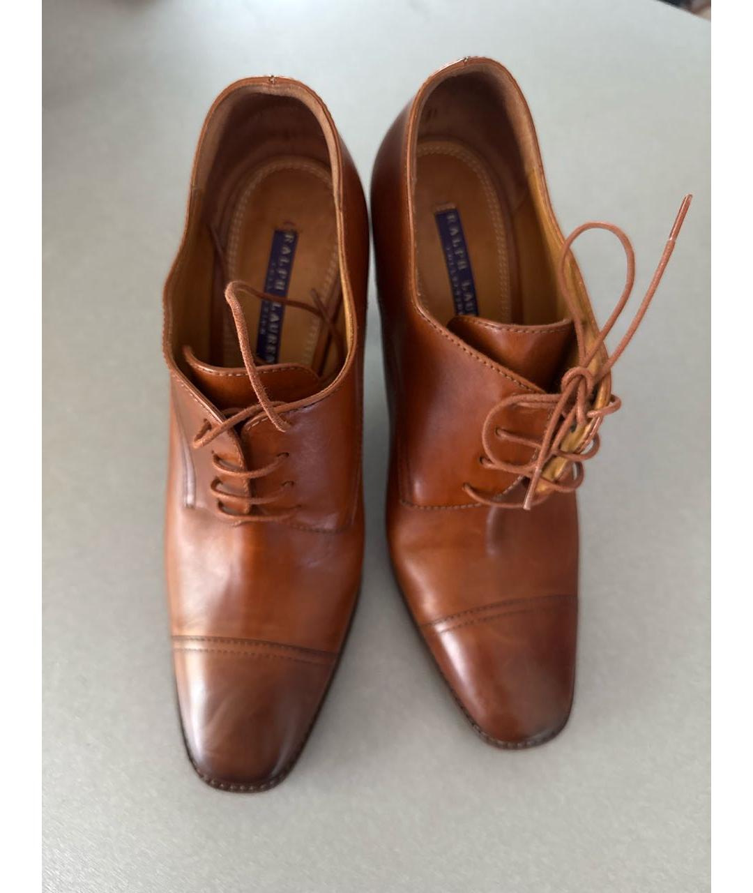 RALPH LAUREN PURPLE LABEL Коричневые кожаные ботильоны, фото 2