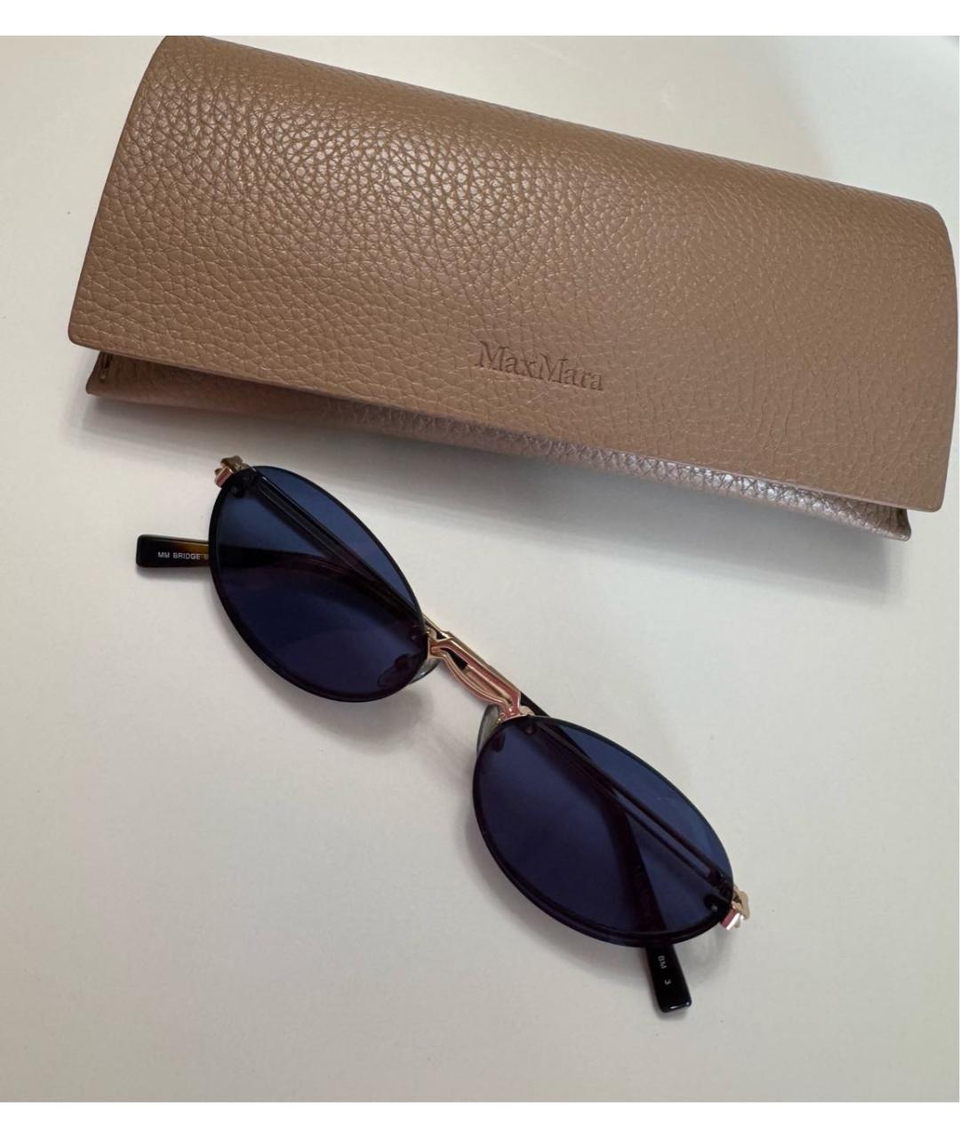 MAX MARA Золотые металлические солнцезащитные очки, фото 7