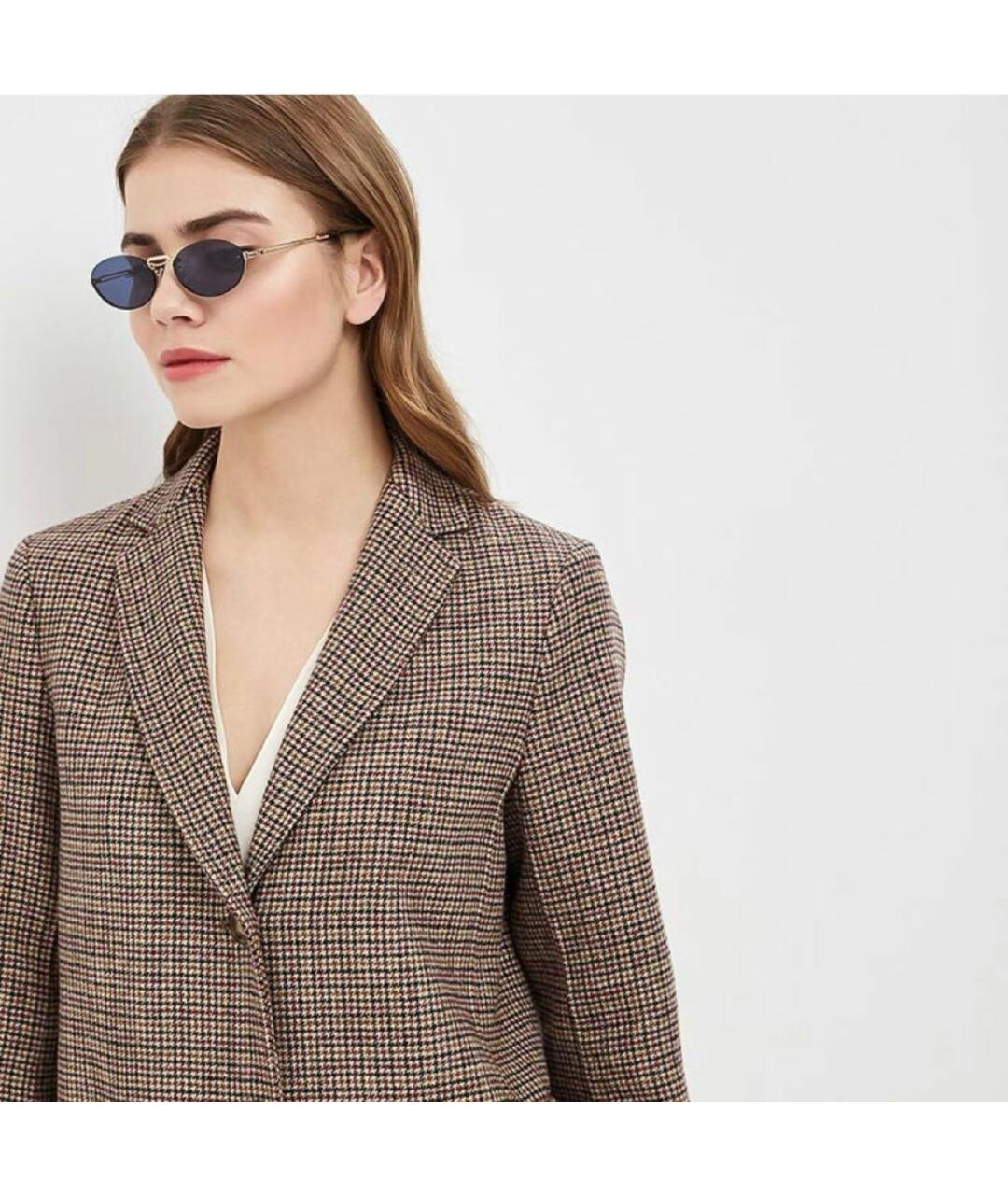 MAX MARA Золотые металлические солнцезащитные очки, фото 6