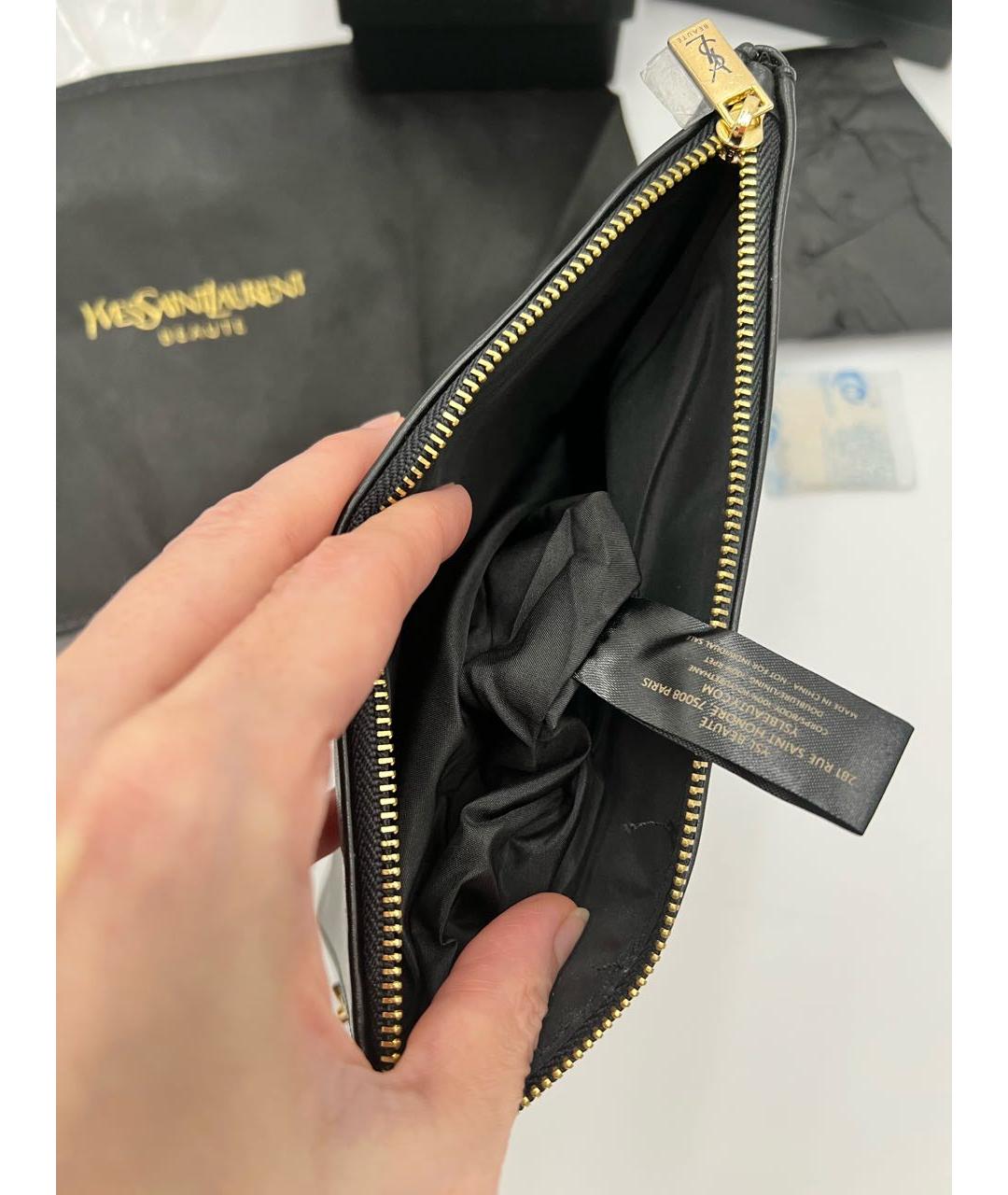 SAINT LAURENT Черная косметичка, фото 3