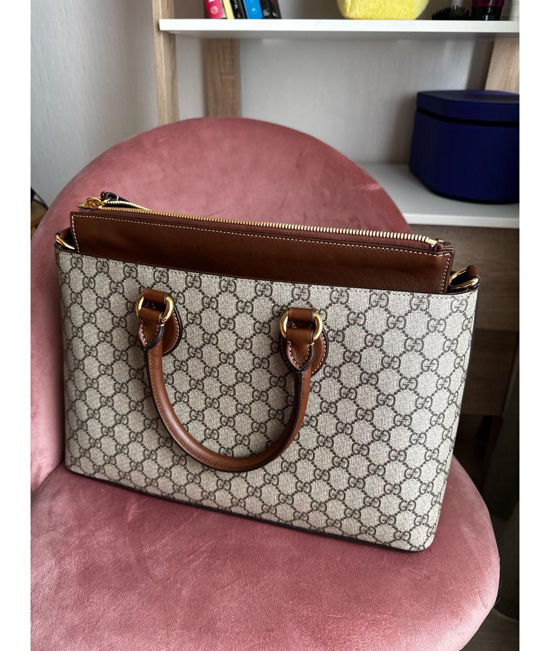 GUCCI Бежевая сумка с короткими ручками, фото 3