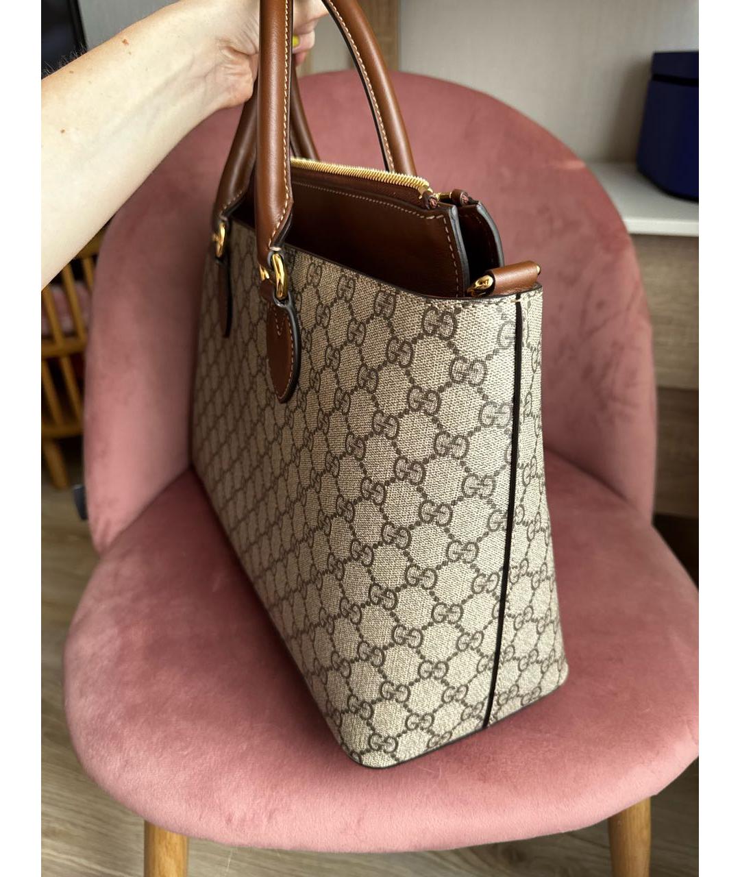 GUCCI Бежевая сумка с короткими ручками, фото 2