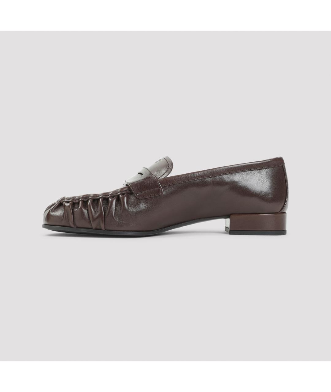 PRADA Коричневые кожаные лоферы, фото 4