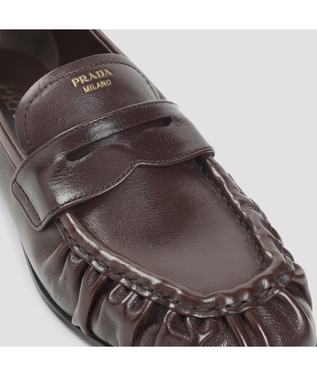 PRADA Коричневые кожаные лоферы, фото 6
