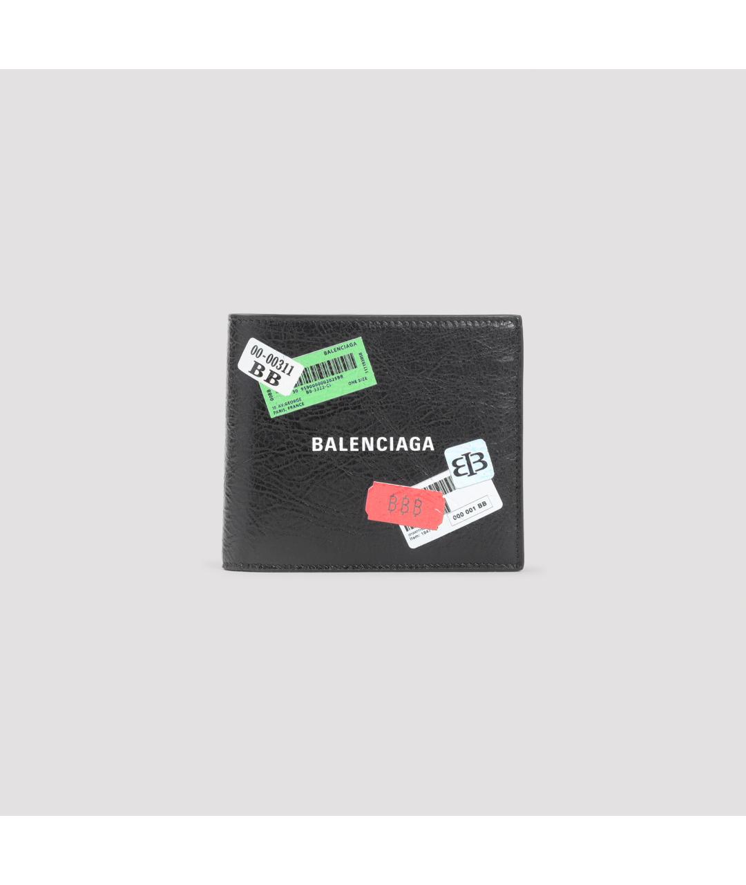 BALENCIAGA Черный кожаный кошелек, фото 2
