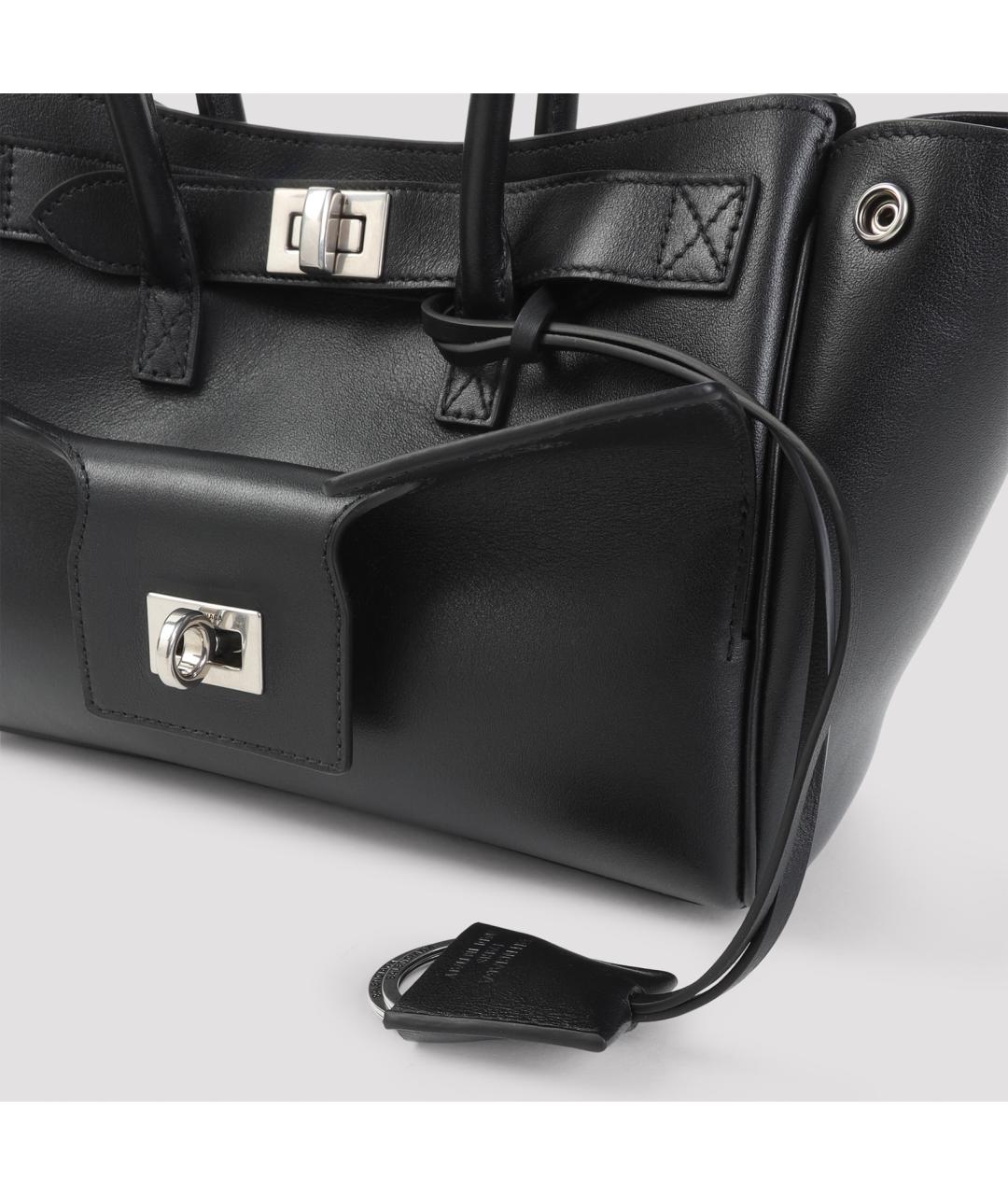 BALENCIAGA Черная кожаная сумка тоут, фото 5